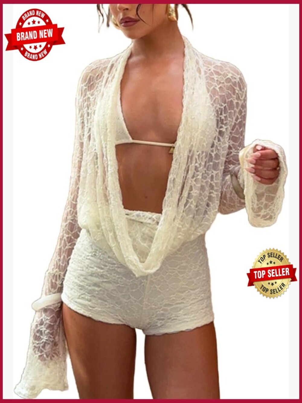 Sexy Lace Deep V Top Bodycon Shorts 2 Piece Set Club Going Out Summer